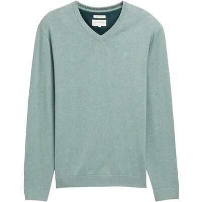 Tom Tailor Basic V-Neck Knit S DARK SMOKE GREEN MELANGE S Tom Tailor Basic V-Neck Knit S DARK SMOKE GREEN MELANGE S