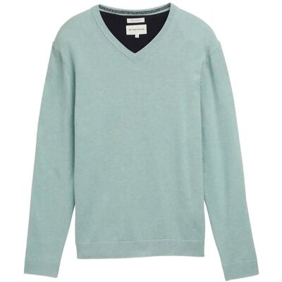 Tom Tailor Basic V-Neck Knit L SOFT GREYISH GREEN MELANGE L Tom Tailor Basic V-Neck Knit L SOFT GREYISH GREEN MELANGE L