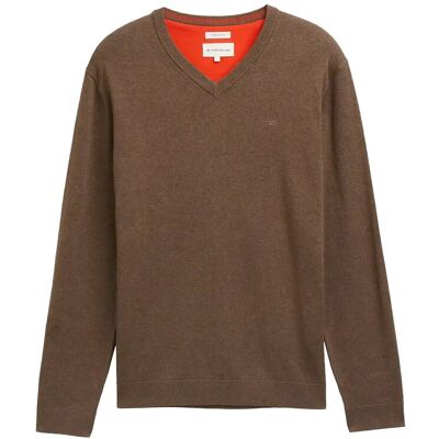 Tom Tailor Basic V-Neck Knit M DARK TAUPE MELANGE M Tom Tailor Basic V-Neck Knit M DARK TAUPE MELANGE M