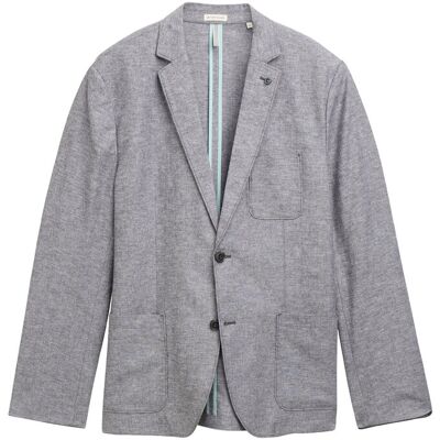 Tom Tailor Linen Blazer 48 TARMAC GREY CHAMBRAY 48 Tom Tailor Linen Blazer 48 TARMAC GREY CHAMBRAY 48