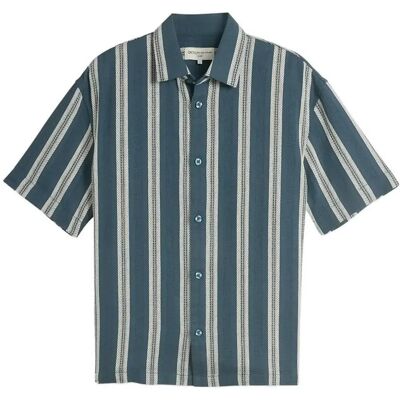 Tom Tailor Loose Heavy Structured Striped Shir XL TIDE PETROL BIG STRIPE XL Tom Tailor Loose Heavy Structured Striped Shir XL TIDE PETROL BIG STRIPE XL