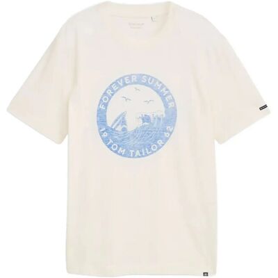 Tom Tailor Printed T-Shirt M GARDENIA WHITE M Tom Tailor Printed T-Shirt M GARDENIA WHITE M