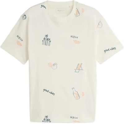 Tom Tailor Relaxed Allover Printed T-Shirt M WOOL WHITE FUN SUMMER PRINT M Tom Tailor Relaxed Allover Printed T-Shirt M WOOL WHITE FUN SUMMER PRINT M