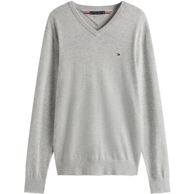 Tommy Hilfiger Essential Cotton V Neck L LIGHT GREY HEATHER L Tommy Hilfiger Essential Cotton V Neck L LIGHT GREY HEATHER L