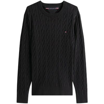Tommy Hilfiger Classic Cotton Cable Crew Neck XL BLACK XL Tommy Hilfiger Classic Cotton Cable Crew Neck XL BLACK XL