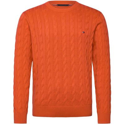 Tommy Hilfiger Classic Cotton Cable Crew Neck M BRILLIANT ORANGE M Tommy Hilfiger Classic Cotton Cable Crew Neck M BRILLIANT ORANGE M