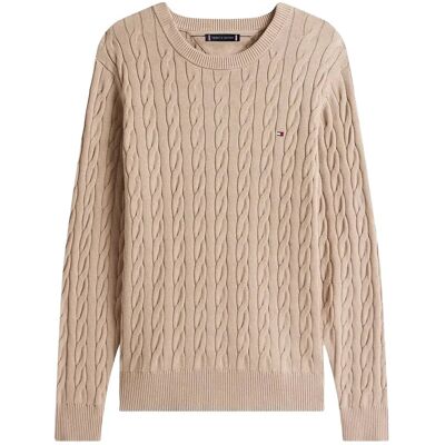 Tommy Hilfiger Classic Cotton Cable Crew Neck XL COASTAL TAUPE XL Tommy Hilfiger Classic Cotton Cable Crew Neck XL COASTAL TAUPE XL