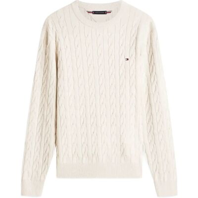 Tommy Hilfiger Classic Cotton Cable Crew Neck M HEATHERED OATMILK M Tommy Hilfiger Classic Cotton Cable Crew Neck M HEATHERED OATMILK M
