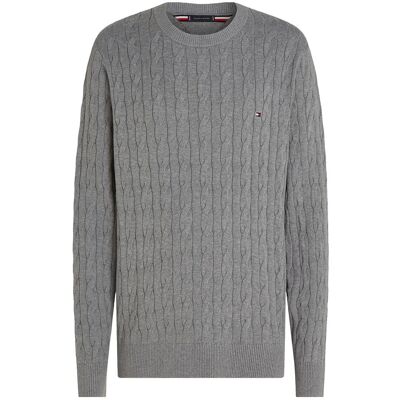 Tommy Hilfiger Classic Cotton Cable Crew Neck L MEDIUM GREY HEATHER L Tommy Hilfiger Classic Cotton Cable Crew Neck L MEDIUM GREY HEATHER L