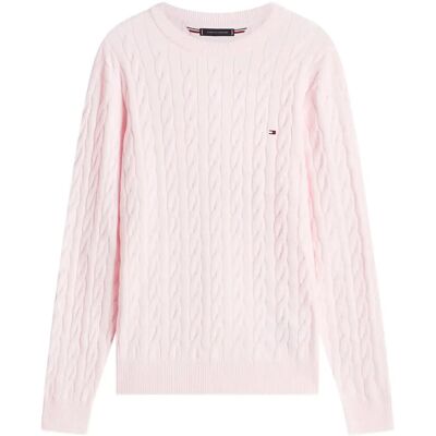 Tommy Hilfiger Classic Cotton Cable Crew Neck M PINK LILY M Tommy Hilfiger Classic Cotton Cable Crew Neck M PINK LILY M
