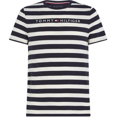 Tommy Hilfiger Tommy Logo Stripe Tee L DESERT SKY/IVORY PETAL L Tommy Hilfiger Tommy Logo Stripe Tee L DESERT SKY/IVORY PETAL L