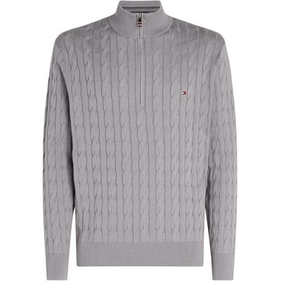 Tommy Hilfiger Classic Cotton Cable Zip Mock XXL MEDIUM GREY HEATHER XXL Tommy Hilfiger Classic Cotton Cable Zip Mock XXL MEDIUM GREY HEATHER XXL