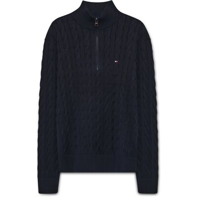 Tommy Hilfiger Classic Cotton Cable Zip Mock XL NAVY BLUE XL Tommy Hilfiger Classic Cotton Cable Zip Mock XL NAVY BLUE XL