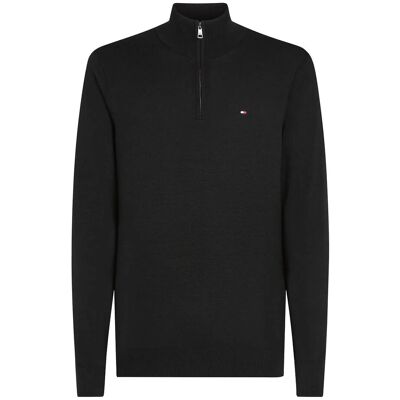 Tommy Hilfiger Essential Cotton Zip Mock XL BLACK XL Tommy Hilfiger Essential Cotton Zip Mock XL BLACK XL