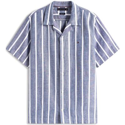 Tommy Hilfiger Linen Blend Striped Ss Rf Shirt XS PREPPY NAVY / STRIPE XS Tommy Hilfiger Linen Blend Striped Ss Rf Shirt XS PREPPY NAVY / STRIPE XS