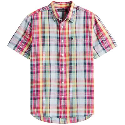 Tommy Hilfiger Linen Blend Madras Ss Shirt M BRILLIANT ORANGE MULTI CHECK M Tommy Hilfiger Linen Blend Madras Ss Shirt M BRILLIANT ORANGE MULTI CHECK M