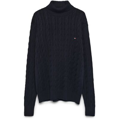 Tommy Hilfiger Classic Cotton Cable Roll Neck L DESERT SKY L Tommy Hilfiger Classic Cotton Cable Roll Neck L DESERT SKY L