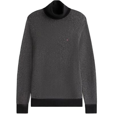 Tommy Hilfiger Pima Ctn Cash Herringbone Roll XS BLACK MEDIUM GREY HTR XS Tommy Hilfiger Pima Ctn Cash Herringbone Roll XS BLACK MEDIUM GREY HTR XS
