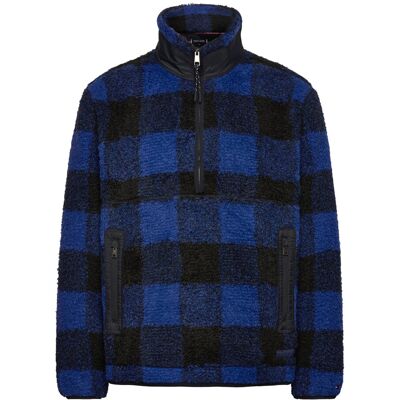 Tommy Hilfiger Teddy Fleece Check Pull Over XL WEDGE BLUE / BLACK XL Tommy Hilfiger Teddy Fleece Check Pull Over XL WEDGE BLUE / BLACK XL