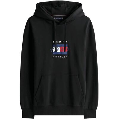 Tommy Hilfiger Linear Flag Graphic Hoodie L BLACK L Tommy Hilfiger Linear Flag Graphic Hoodie L BLACK L