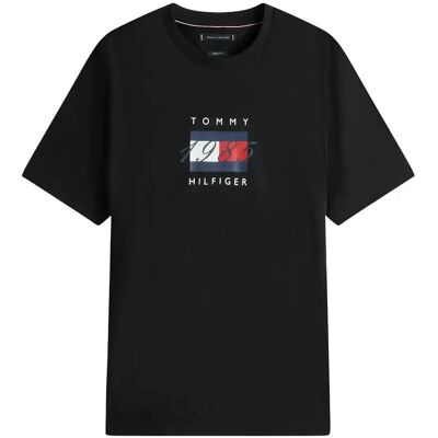 Tommy Hilfiger Linear Flag Graphic Tee L BLACK L Tommy Hilfiger Linear Flag Graphic Tee L BLACK L