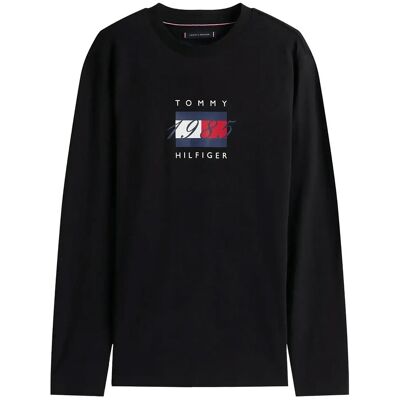 Tommy Hilfiger Linear Flag Graphic Ls Tee L BLACK L Tommy Hilfiger Linear Flag Graphic Ls Tee L BLACK L