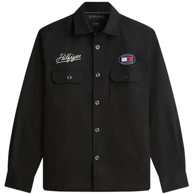 Tommy Hilfiger Herringbone Overshirt M BLACK M Tommy Hilfiger Herringbone Overshirt M BLACK M