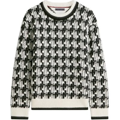 Tommy Hilfiger Dc Houndstooth Sweater L BLACK IVORY PETAL L Tommy Hilfiger Dc Houndstooth Sweater L BLACK IVORY PETAL L