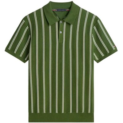 Tommy Hilfiger Knitted Vertical Stripe Ss Polo M MOUNTAIN PINE M Tommy Hilfiger Knitted Vertical Stripe Ss Polo M MOUNTAIN PINE M