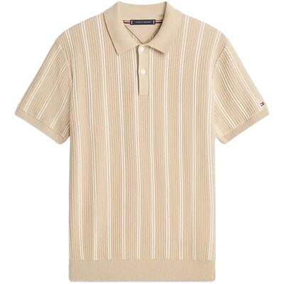 Tommy Hilfiger Knitted Vertical Stripe Ss Polo XXL SANDALWOOD XXL Tommy Hilfiger Knitted Vertical Stripe Ss Polo XXL SANDALWOOD XXL