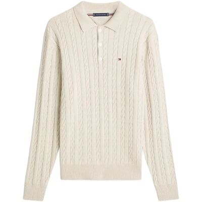 Tommy Hilfiger Classic Cotton Cable Ls Polo M HEATHERED OATMILK M Tommy Hilfiger Classic Cotton Cable Ls Polo M HEATHERED OATMILK M