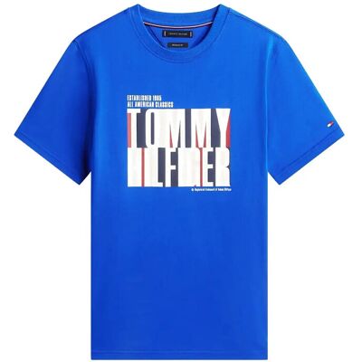 Tommy Hilfiger Split Colour Graphic Tee M REGAL BLUE M Tommy Hilfiger Split Colour Graphic Tee M REGAL BLUE M