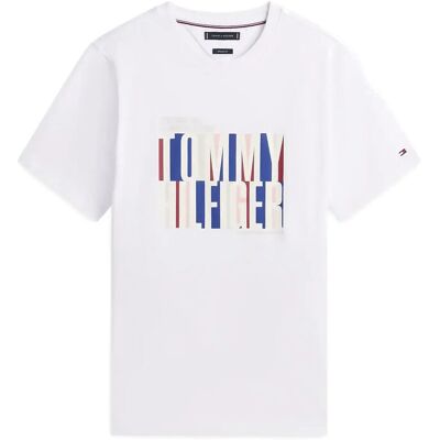 Tommy Hilfiger Split Colour Graphic Tee M WHITE M Tommy Hilfiger Split Colour Graphic Tee M WHITE M
