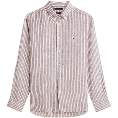 Tommy Hilfiger Linen Bengal Stripe Rf Shirt M LEGACY BROWN STRIPE M Tommy Hilfiger Linen Bengal Stripe Rf Shirt M LEGACY BROWN STRIPE M