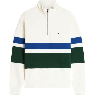 Tommy Hilfiger Country Club Stripe 1/4 Zip M IVORY PETAL M Tommy Hilfiger Country Club Stripe 1/4 Zip M IVORY PETAL M