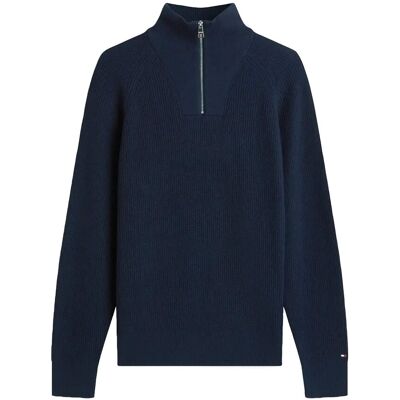 Tommy Hilfiger Fisherman Rib Zip Mock M DARK NIGHT NAVY M Tommy Hilfiger Fisherman Rib Zip Mock M DARK NIGHT NAVY M