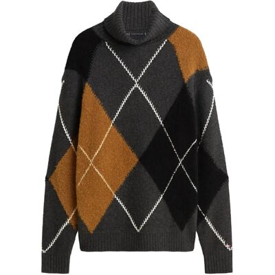 Tommy Hilfiger Argyle Roll Neck M DARK GREY HEATHER M Tommy Hilfiger Argyle Roll Neck M DARK GREY HEATHER M
