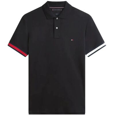 Tommy Hilfiger Rwb Cuff Liquid Cotton Slim Polo XXL BLACK XXL Tommy Hilfiger Rwb Cuff Liquid Cotton Slim Polo XXL BLACK XXL