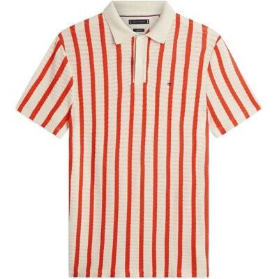 Tommy Hilfiger Open Knit Relaxed Fit Polo L MUSLIN BRILLIANT ORANGE L Tommy Hilfiger Open Knit Relaxed Fit Polo L MUSLIN BRILLIANT ORANGE L