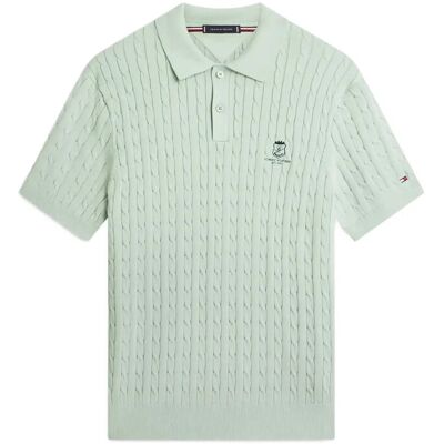 Tommy Hilfiger Cable Short Sleeve Polo XL MINTY GREY XL Tommy Hilfiger Cable Short Sleeve Polo XL MINTY GREY XL