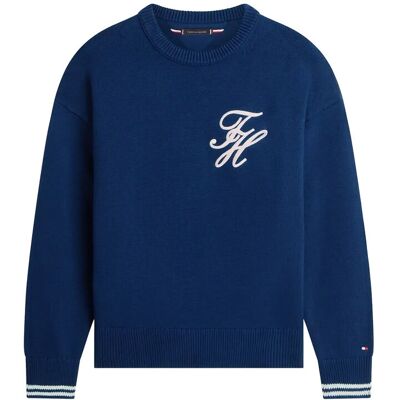 Tommy Hilfiger Chunky Cotton Crew Neck M CARBON NAVY M Tommy Hilfiger Chunky Cotton Crew Neck M CARBON NAVY M