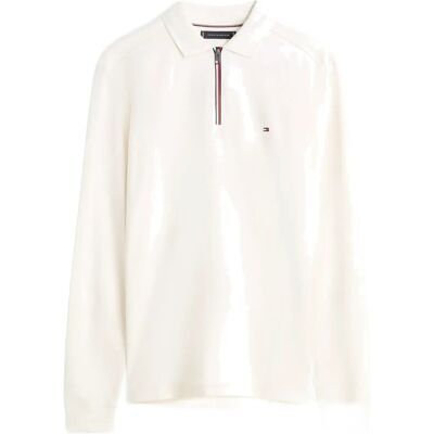 Tommy Hilfiger Ls Liquid Rwb Zip Reg Polo L IVORY PETAL L Tommy Hilfiger Ls Liquid Rwb Zip Reg Polo L IVORY PETAL L