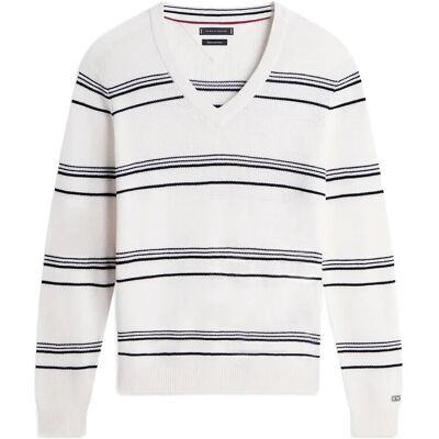 Tommy Hilfiger Dc Striped V-Neck M IVORY BLACK M Tommy Hilfiger Dc Striped V-Neck M IVORY BLACK M