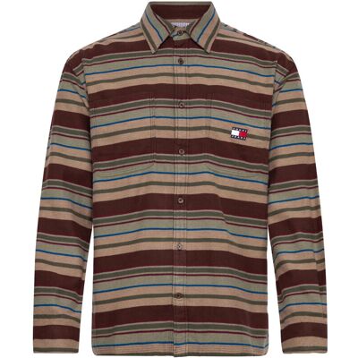 Tommy Jeans Tjm Utility Flannel Overshirt XXL RICH BROWN / HORIZONTAL STRIPES XXL Tommy Jeans Tjm Utility Flannel Overshirt XXL RICH BROWN / HORIZONTAL STRIPES XXL