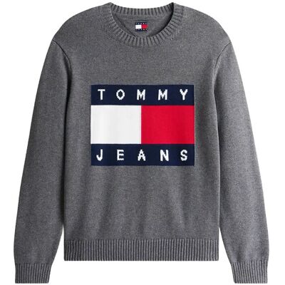 Tommy Jeans Tjm Reg Melange Flag Sweater XL BLACK HTR XL Tommy Jeans Tjm Reg Melange Flag Sweater XL BLACK HTR XL