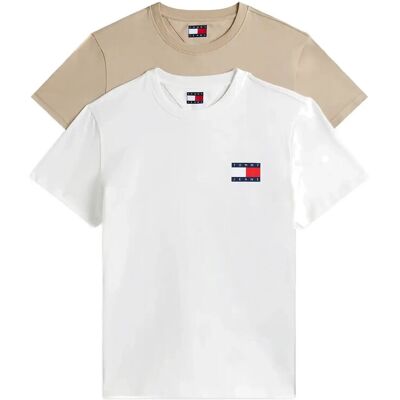 Tommy Jeans Tjm Slim 2Pack Ess Flag Tee XL ECRU SILT XL Tommy Jeans Tjm Slim 2Pack Ess Flag Tee XL ECRU SILT XL