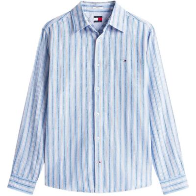 Tommy Jeans Tjm Reg Linen Mx Strp Shirt Ext XL BLUE TWILIGHT STRIPES XL Tommy Jeans Tjm Reg Linen Mx Strp Shirt Ext XL BLUE TWILIGHT STRIPES XL
