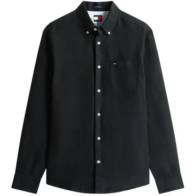 Tommy Jeans Tjm Reg Linen Shirt XL BLACK XL Tommy Jeans Tjm Reg Linen Shirt XL BLACK XL