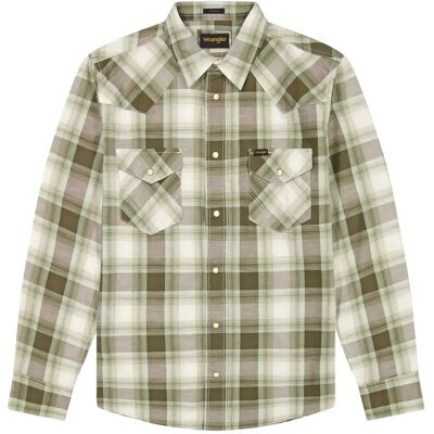 Wrangler Western Shirt L x 00 GREEN TAN L x 00 Wrangler Western Shirt L x 00 GREEN TAN L x 00