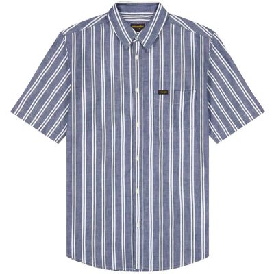 Wrangler Ss Chambray Shirt M x 00 DARK STRIPE M x 00 Wrangler Ss Chambray Shirt M x 00 DARK STRIPE M x 00
